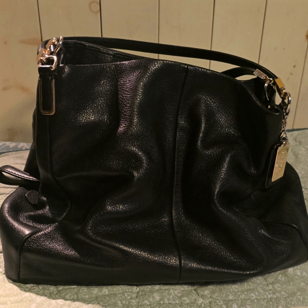 Coach Hand Bag Black Leather